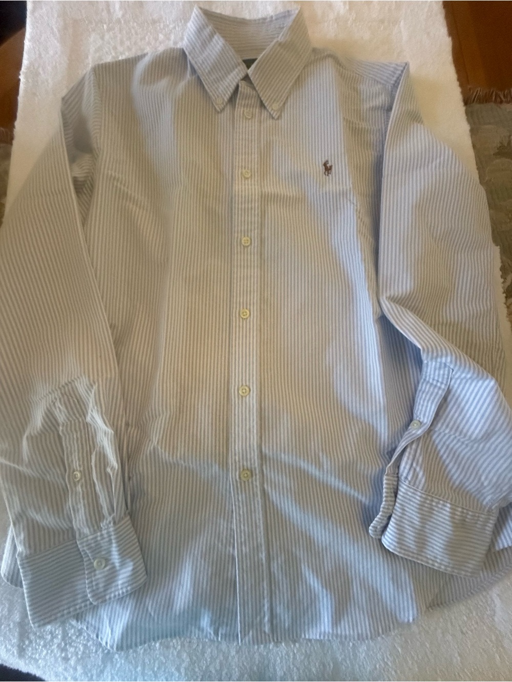 Ralph Lauren Light Blue & White Pinstripe Dress Shirt Boys L 14-16